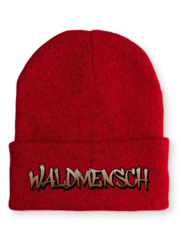 
                      
                        Waldmensch Statement Beanie Mütze mit Spruch - Rot
                      
                    