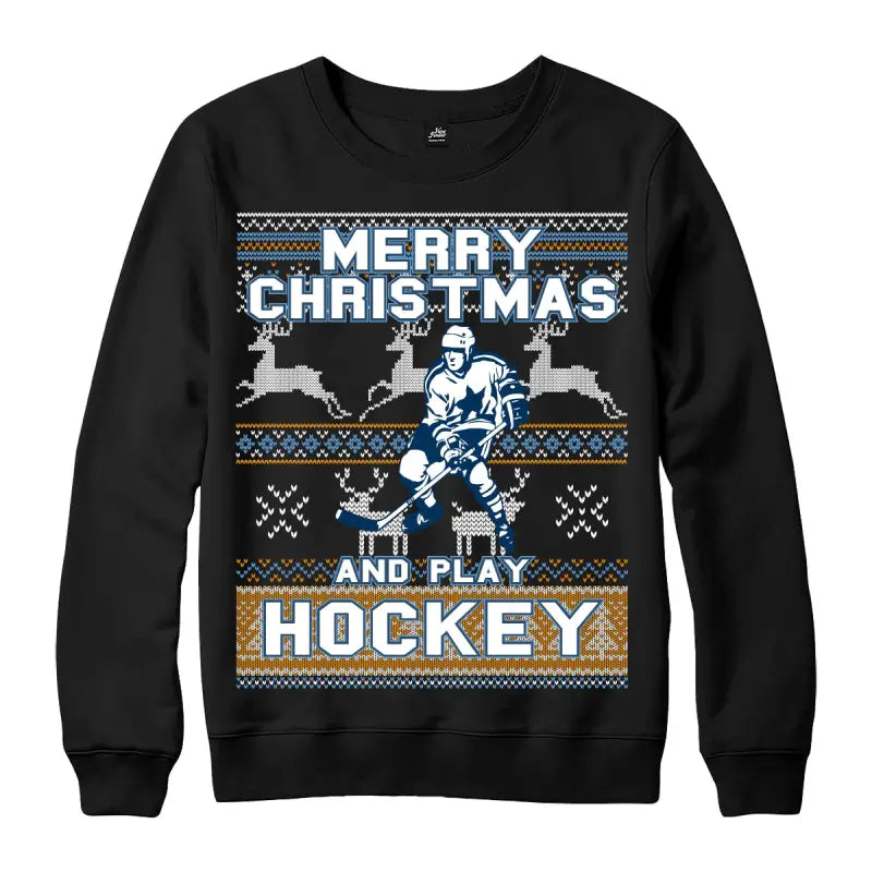 Weihnachtspullover Merry Christmas and play hockey Ugly Sweater - XS