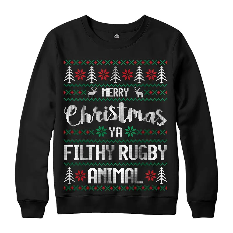 Weihnachtspullover Merry Christmas Rugby Animal Ugly Sweater - XS