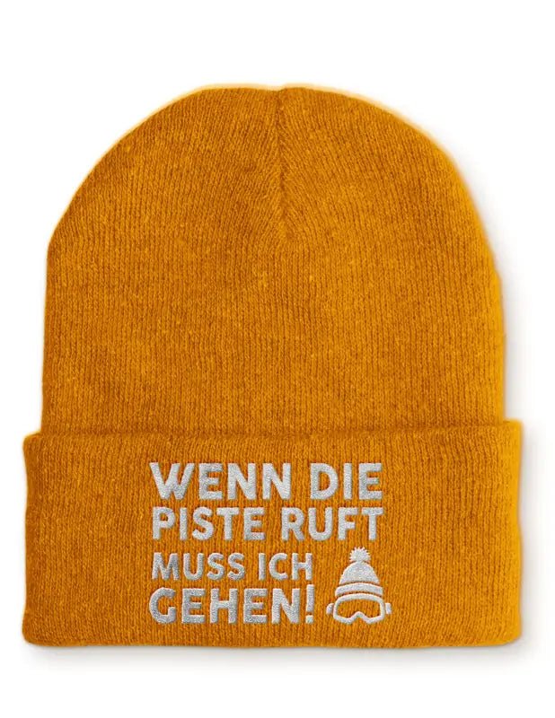 Wenn die Piste ruft muss ich gehen! Statement Beanie Mütze mit Spruch - tshirtladen - Mütze