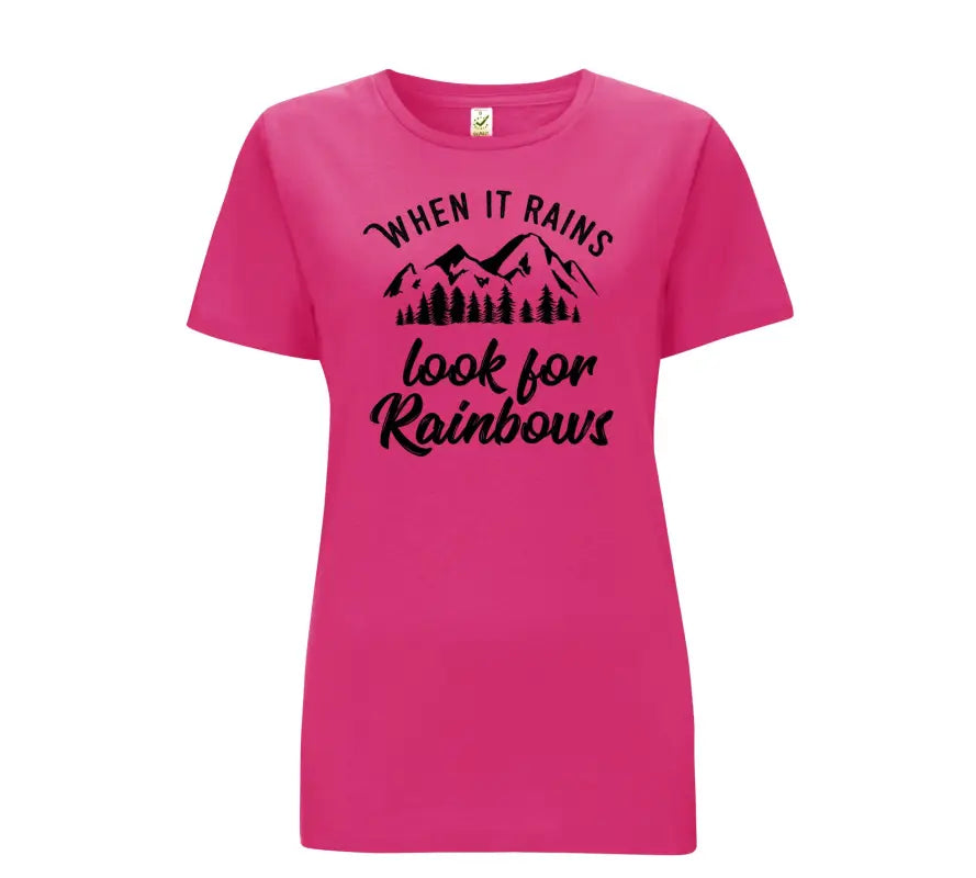 When it rains look for rainbows v2 Damen T - Shirt - S / Bright Pink