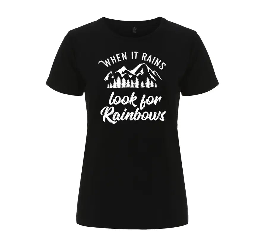 When it rains look for rainbows v2 Damen T - Shirt - S / Schwarz