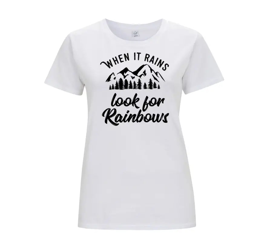 When it rains look for rainbows v2 Damen T - Shirt - S / Weiss