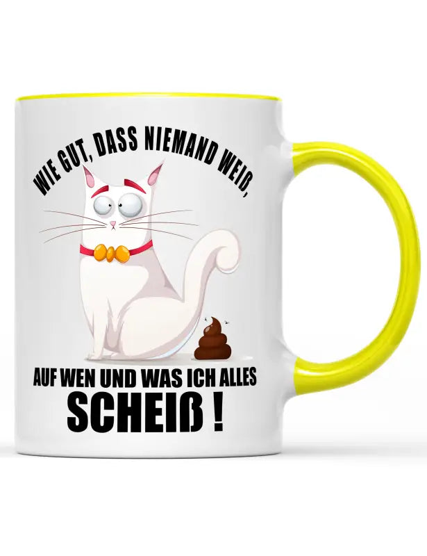 
                      
                        Wie gut das niemand weiß auf wen und was ich alles Scheiß! Katzentasse - Gelb
                      
                    