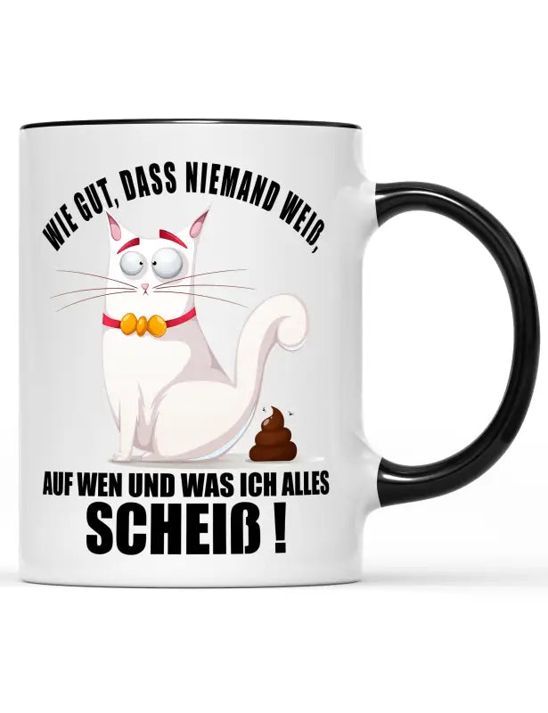 
                      
                        Wie gut das niemand weiß auf wen und was ich alles Scheiß! Katzentasse - Schwarz
                      
                    