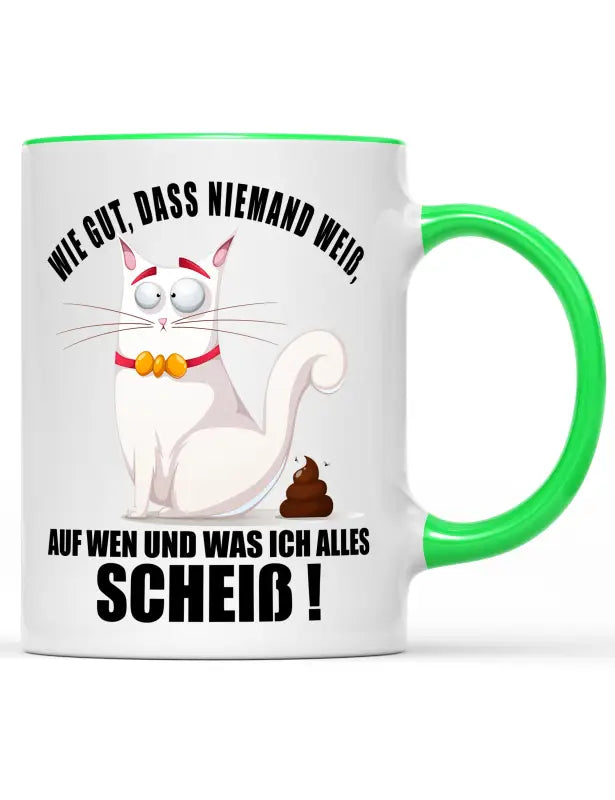 
                      
                        Wie gut das niemand weiß auf wen und was ich alles Scheiß! Katzentasse - Hellgrün
                      
                    