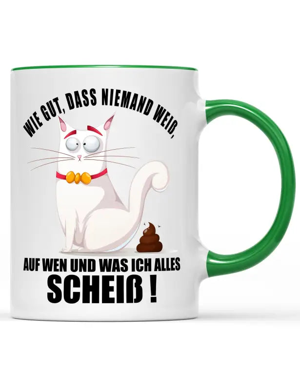 
                      
                        Wie gut das niemand weiß auf wen und was ich alles Scheiß! Katzentasse - Grün
                      
                    