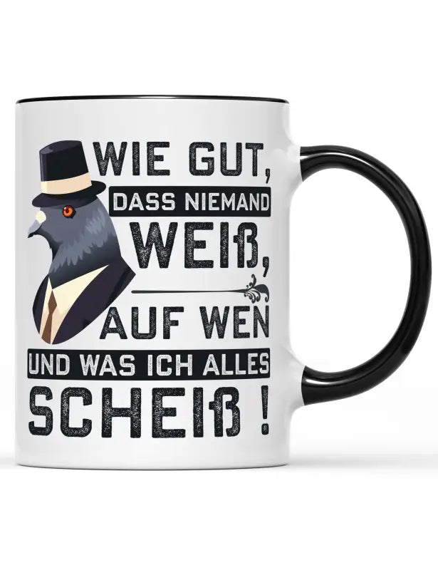 
                      
                        Wie gut das niemand weiß auf wen und was ich alles Scheiß! Tasse - Schwarz
                      
                    