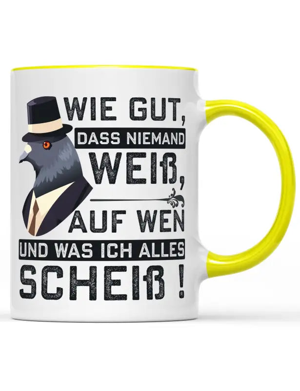 
                      
                        Wie gut das niemand weiß auf wen und was ich alles Scheiß! Tasse - Gelb
                      
                    