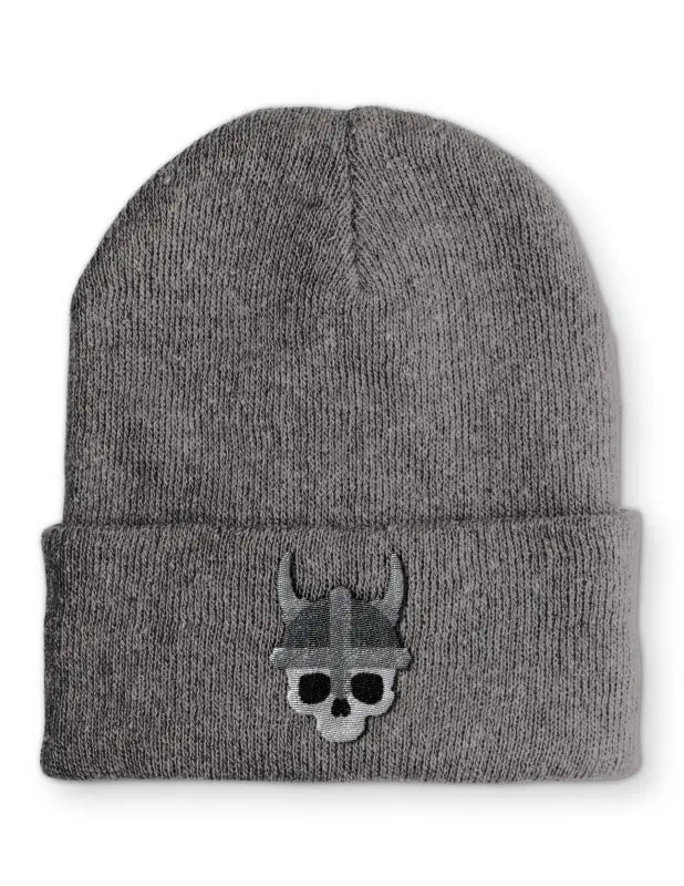 Wikinger Skull Design Wintermütze Spruchmütze Beanie perfekt für die kalte Jahreszeit - Grau