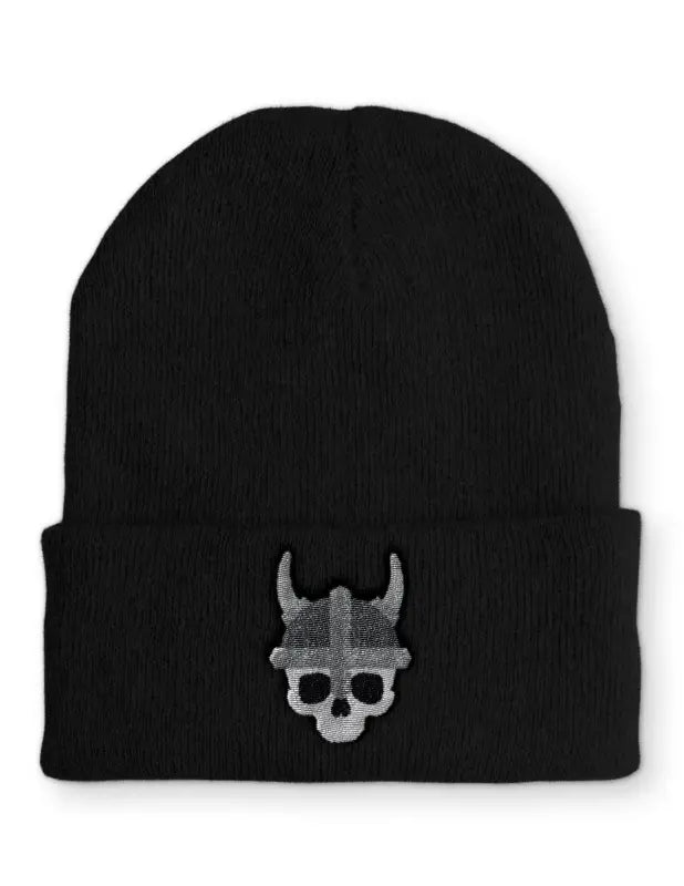 Wikinger Skull Design Wintermütze Spruchmütze Beanie perfekt für die kalte Jahreszeit - Schwarz