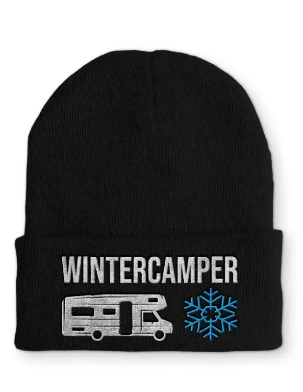 Wintercamper Statement Beanie Mütze mit Spruch - Black