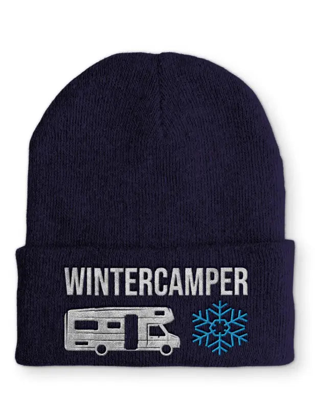 Wintercamper Statement Beanie Mütze mit Spruch - Navy