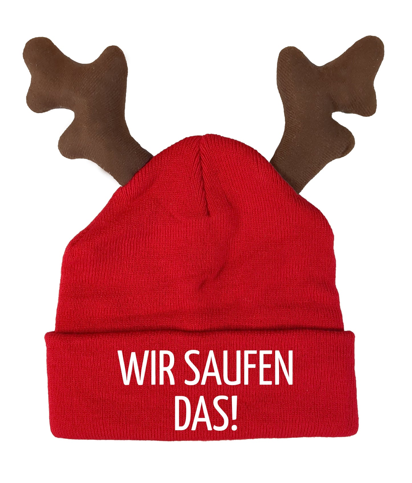 Wir saufen das! Elch Mütze Rentier Statement Beanie mit Spruch - Mütze