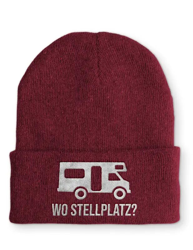 Wo Stellplatz? Statement Beanie Mütze mit Spruch - tshirtladen - Mütze