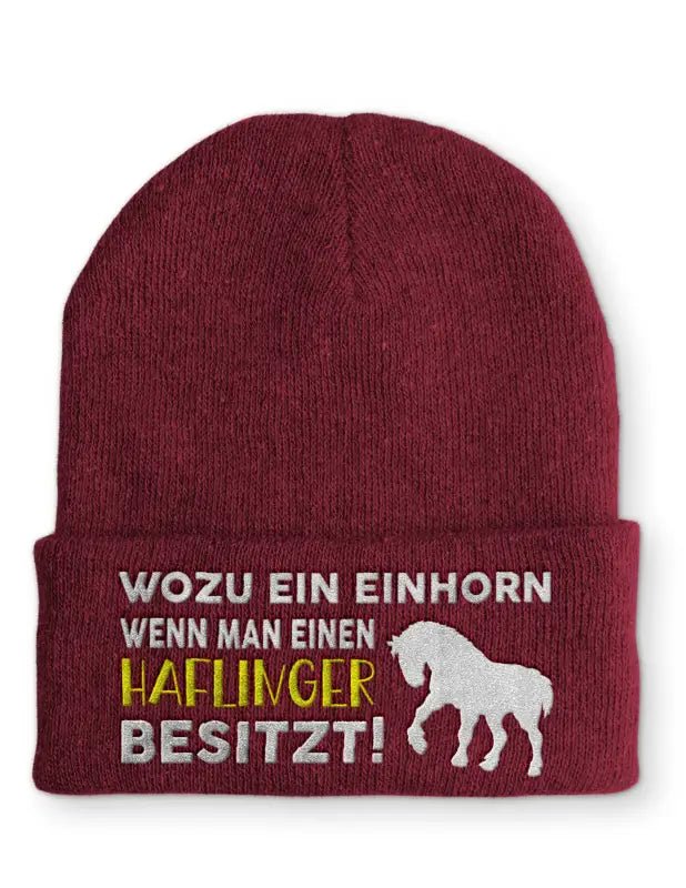 Wozu ein Einhorn wenn man einen Haflinger besitzt! Statement Beanie Mütze mit Spruch - tshirtladen - Mütze
