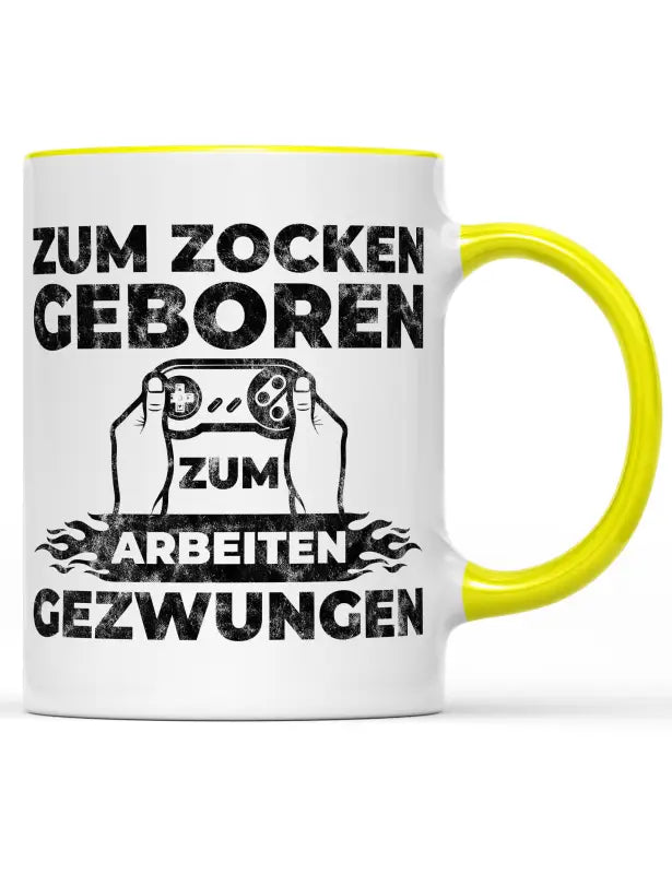 
                      
                        Zum zocken geboren arbeiten gezwungen Tasse schwarz Spruchtasse - Gelb
                      
                    